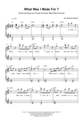 billie eilish what was i made for piano sheet music: The intricate layers of melody and the profound emotional depth in her compositions often invite interpretations that extend beyond their initial meaning.